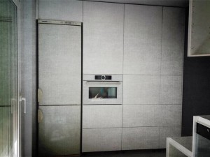 Cocina en lacado blanco. Foto retoque artístico.