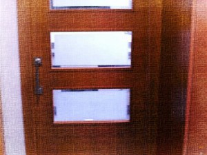 Puerta de paso en haya con efecto artístico